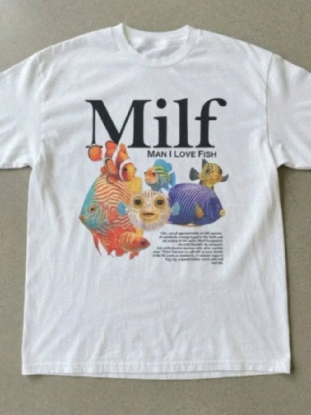 MILF Man I Love Fish Funny Fishing Nature White T-Shirt Unisex M